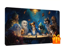 Dogs Playing Cards TCG Playmat Rubber Printed MTG Pokemon YUGIOH Pets 60x35cm picture