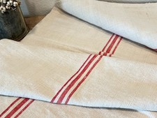 Antique Red Striped Grain Sack Farm Bag Double Sided picture