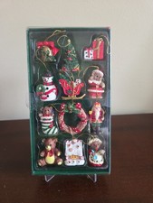 Vtg 90s NOS Hanging Christmas Ornaments Miniatures Set Of 12 Six Flags Price Tag picture