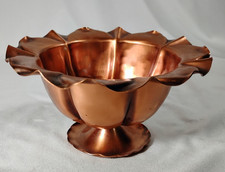 Vintage Solid Copper Bowl Fluted Pedestal USA Made Gregorian Trinket Dish 6