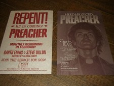 Preacher Repent, Gone to Texas lot of 2 DC promo flyers, 1995/96, Garth Ennis picture