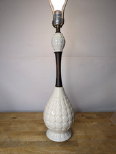 Rare Vintage MCM Scandinavian Style Table Lamp 1960's Walnut/Ceramic 29