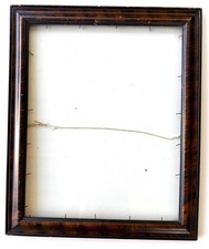 Antique 1800s solid tiger wood  Picture Frame 19”x23 1/2” with  glass picture