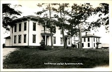 Vtg Real Photo Postcard RPPC Roscommon MI Courthouse and Jail UnP EKC 1930-50 picture