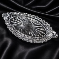 Vintage Fostoria American Pattern 12 Inch Handled Oval Relish Celery Dish Cubist picture