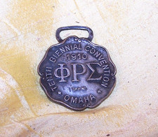 ANTIQUE Phi Rho Sigma medical fraternity 1910 Convention fob pendant - OLD picture