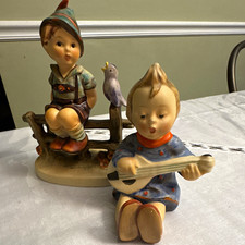 2 Goebel Hummel Figurines - TMK-1 Crown Mark Joyful & TMK-6 Wayside Harmony picture
