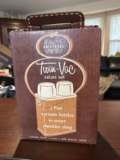 NOS 1960’s Universal Twin Vac Safari Set 2 Pint Vacuum Bottles With Strap picture