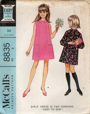 McCall's 8835 Yoked Dress w 3 Panel Front, Collar & Pockets Sz 8 CUT COMPLETE picture