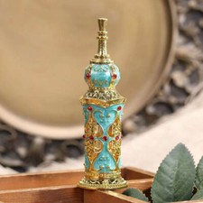 12ml Reusable Hollow Vintage Enamel Peacock Perfume Bottle Metal Sub-bottle USA picture