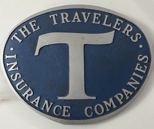 The Travelers Insurance Companies Metal Counter Top / Wall Store Sign Plaque picture