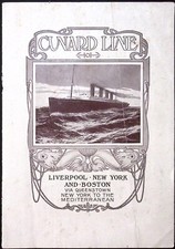 March 1909 Cunard Steamship Co Ltd New York to Liverpool Brochure COVER ONLY picture