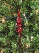 Wizardi Red Elongated Finial Glass Christmas Ornament F07M7-1-LH76-23215 picture