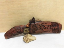 Ainu Makiri Knife Bear Motif Brown Finish Traditional Indigenous Blade 29cm picture