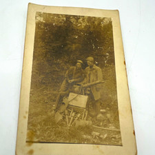 WW1 Soldiers Posing with a Maxim Machine Gun in a VTG Sepia Field Portrait  picture