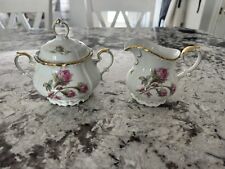 Edelstein Bavaria Maria Theresia Footed sugar Bowl & Creamer -Moss Rose 16703  picture