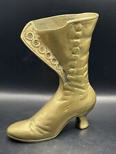 Vintage Solid Brass Victorian Ladies Grandma Boot Decorative Vase/Pen Holder picture