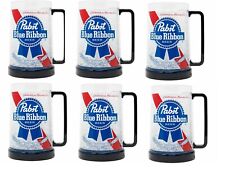 SIX PACK Pabst Blue Ribbon Beer  Freeze-able 16 Ounce Freezer  Mugs picture
