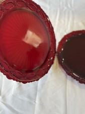 Avon 1876 Cape Cod Ruby Red Glass Dinner Plates 10.75” Vintage Lot of 2 picture