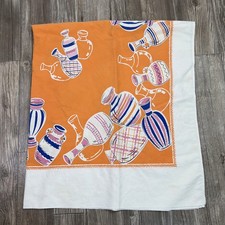 Vintage Cotton Tablecloth Southwest Orange CUTTER Retro/Mid Century 49x54 picture