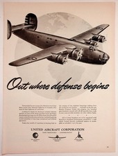 Vintage 1940s United Aircraft Bomber Plane WWII Era Print Ad picture