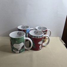 Coll/VTG: (Set Of 4) Peanuts-themed Christmas Coffee Mugs From 60th Anniv. picture