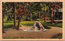 Historic Spanglers Spring Memorial Gettysburg Pennsylvania Linen Postcard picture