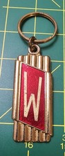 RARE 1950S Crownmark “W” Car Metal Keychain 4.5 Inch Deco Retro, (B3B8) picture