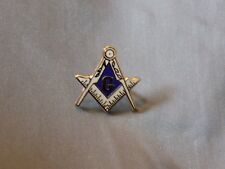 Master Mason Lapel Tac Pin Cut Out Square Compass White Blue Fraternity  NEW picture