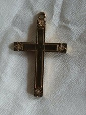 VINTAGE 1/20 12KGF YELLOW GOLD FILLED CROSS PENDANT picture