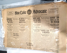 Vintage 1929 Blue Lake Advocate Newspaper Humboldt County California History picture
