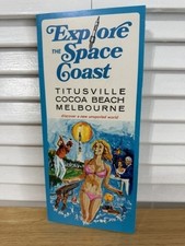 Vintage 70s Space Coast Brochure Map Titusville Cocoa Beach Melbourne FL-Rare picture