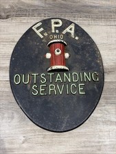 RARE Antique 1800s Cast Iron OHIO F.P.A Fire Mark,Hydrant OUTSTANDING SERVICE picture