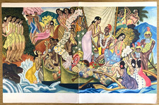 1952 EUGENE SAVAGE HAWAIIAN ART Matson S.S. Lurline menu ALOHA...UNIVERSAL WORD picture