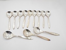 12 VTG Pan Am Airlines Exclusive Globe Logo I.S. CO. Silver Plated Soup Spoons picture
