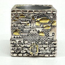 Karshi Original Silver Plated Shabbat Holy Candle Holders. Set of 2. Israel. VTG picture