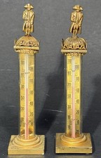 C1940s Napoleon Bonaparte French Figural Gilt Bronze And Glass Thermometers. picture
