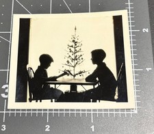 Amazing 1930s Boys Christmas Tree SILHOUETTE Ornament Vtg Antique Snapshot PHOTO picture