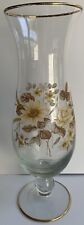 Viking Glass Vintage Vase Footed Clear Handpainted Yellow Flowers picture