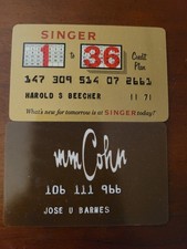2 Vintage Department Store Credit Cards Singer and M.M. Cohn picture