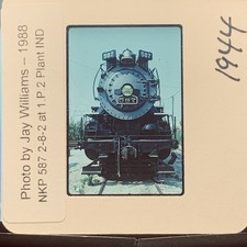 NKP 587 Nickel Plate Road 2-8-2 Mikado Steam Locomotive 1988 Original 35mm Slide picture