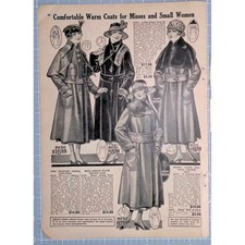 1917 Bellas Hess Womens Coats Military Fashion Antique Catalog Page Ephemera picture