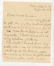 1909 Antique Handwritten Letter Boonville NY Student Anna Osborne Whalen Hotel picture