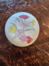 Vintage Round Porcelain Trinket Box With Lid 3.25