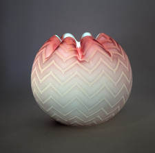 Pink Herringbone Glass Rose Bowl - 1890's  5 