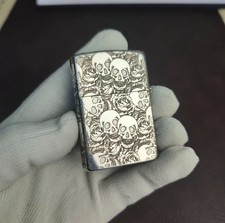 ZIPPO SKULL ROSES SILVER COLOR RARE WITH BOX picture