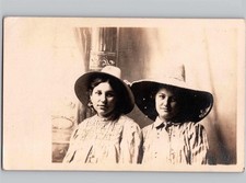 c1909 Two Young Women In Large Sun Hats Glenham South Dakota SD RPPC Postcard picture