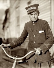 1913 WESTERN UNION MESSENGER & BICYCLE Photo (198-Q) picture