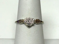 10K Wht Gold Stamper Harley Davidson Ring w/Blk Hills Gold Leaves  Sz 6.5 - 1.4g picture
