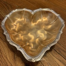 Vintage WMF Ikora Heart-Shaped Candy Dish Brushed Germany Footed picture
